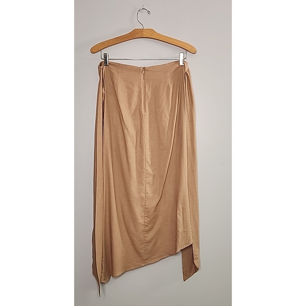 Lulus Women Medium Take the Chance Tan Faux Wrap Midi Skirt Boho Coastal cowgirl - Picture 4 of 12